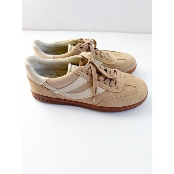 Vince Oasis Mixed Leather Retro Sneakers Size 9 Tan - Picture 2 of 7